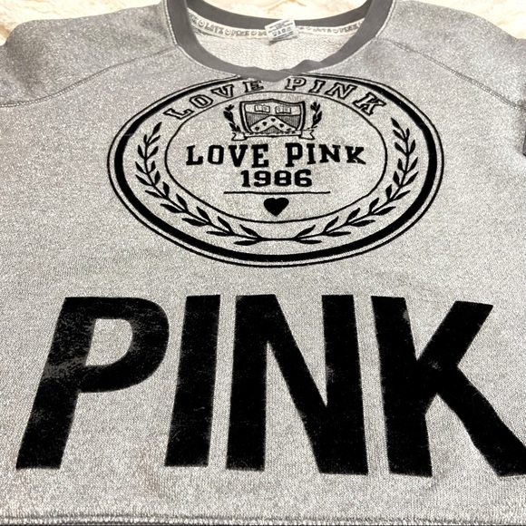 PINK Victoria’s Secret Campus V-Neck Gray Longsleeves Sweatshirt - Size: Small - Picture 2 of 11